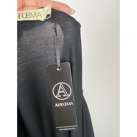 NEW Alquema Cold Open Shoulder Tunic Size 1 US 6 Solid Black Lagenlook Womens - Picture 10 of 12